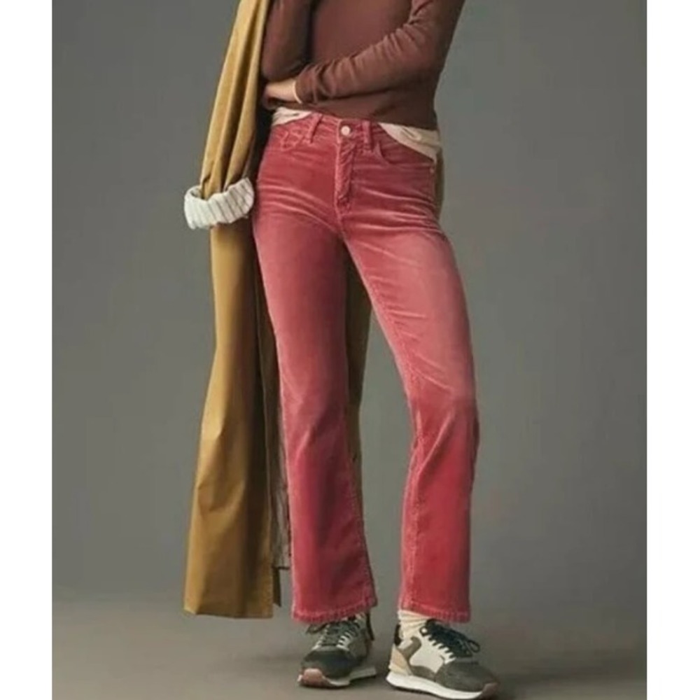 Pilcro The YAYA Dusty Rose Corduroy Flare Crop Pants Women's Size 30x25.5
